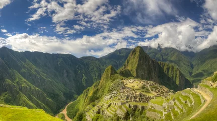 Photo sur Plexiglas Machu Picchu Vista panorámica de Machu Picchu en Perú