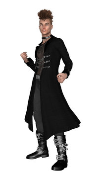 3D Rendering Gothic Male Model on White