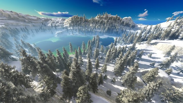 aerial view of a north american forest at fall 3d rendering
