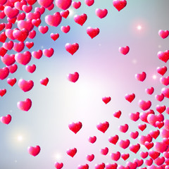 Valentines Day background with scattered gem hearts