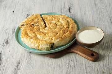 Meat pie Burek, Turkish, Greek and Balkan cuisine
