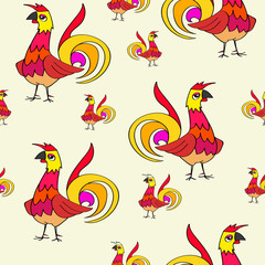Seamless pattern with a rooster