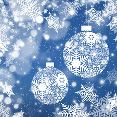 Christmas background with Christmas balls with snowflake ornament 