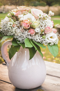 Hochzeit Strau&szlig; Blumen Bunt
