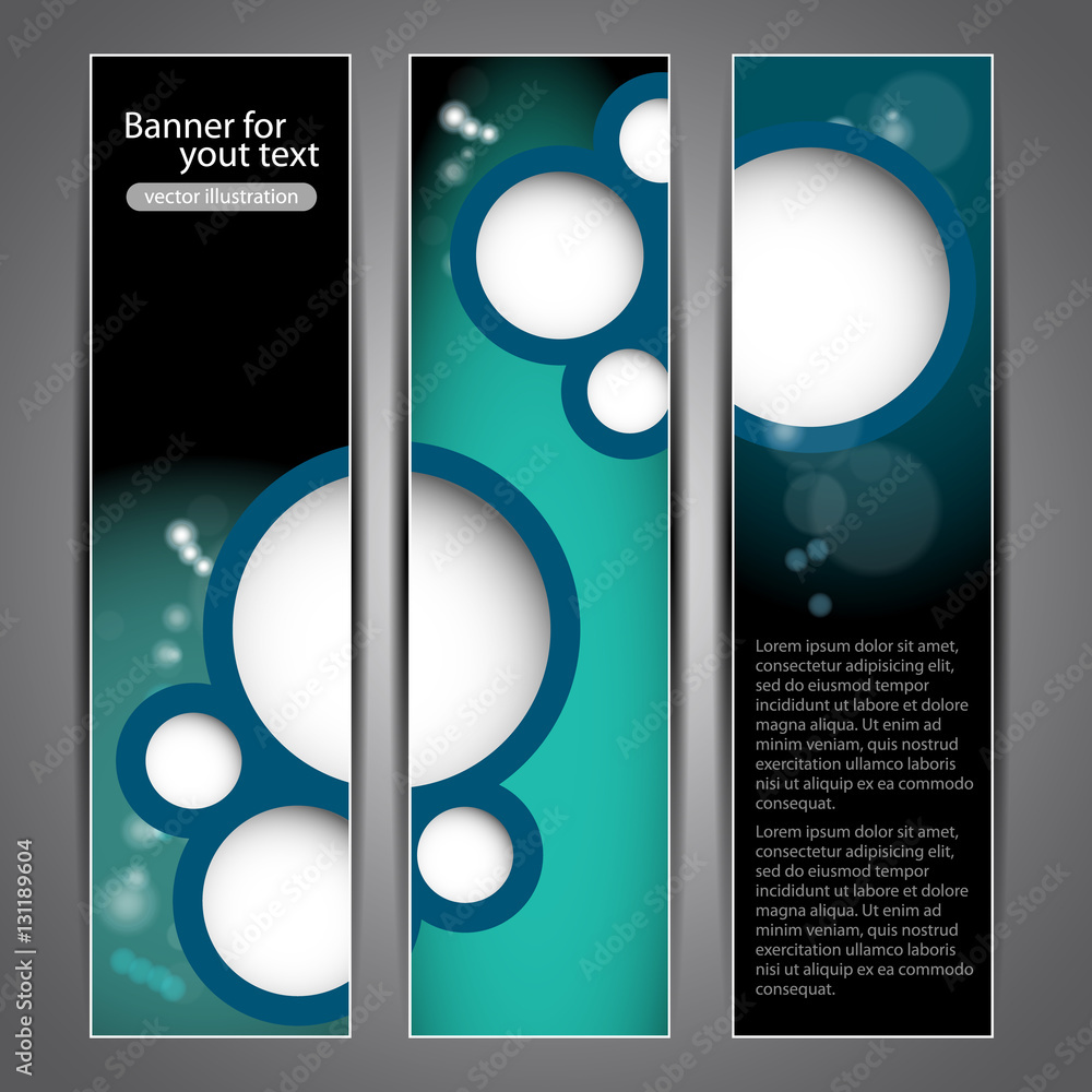 Poster set of three colorful vertical banners with abstract round design for web - template illustration in