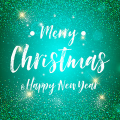 Merry Christmas - Green Background sparkle