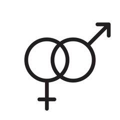 Heterosexual gender symbol. line icon, outline vector logo illustration, linear pictogram isolated on white