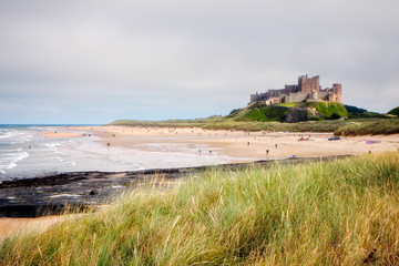 Vew of Bamburgh Castle in Bamburgh Northumberland