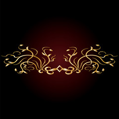 Dividers golden art element isolated black and red background for text design vector illustration