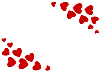 Postcard by Valentines Day with red hearts