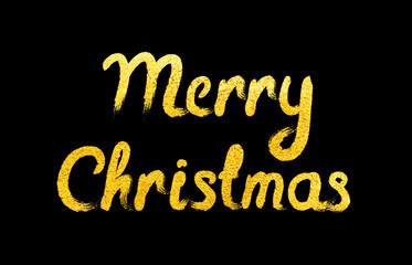 Vector Merry Christmas card with golden lettering