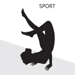 sketch woman exercise handstand isolated on white background vector design element for sports yoga dance advertising