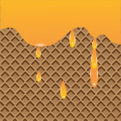 Waffle background maple syrup dripping vector art creative modern illustration