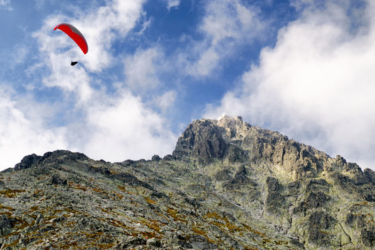 Paragliding in mountains
