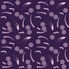 pattern abstract pink flowers on purple background vector