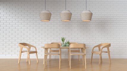 Working and Dining set Modern on white background,3D rendering