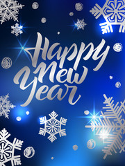 Naklejka na ściany i meble Happy New Year lettering. Hand written Happy New Year poster. Mo