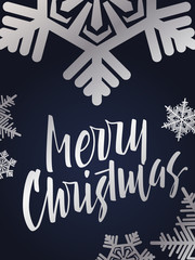 Merry Christmas lettering. Hand written Merry Christmas poster.