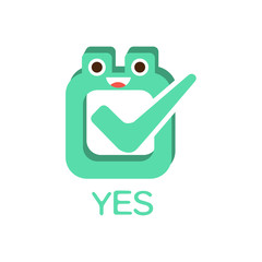 Yes Vote And Box, Word And Corresponding Illustration, Cartoon Character Emoji With Eyes Illustrating The Text