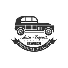 Fototapeta premium Premium Quality Car Repair Workshop Black And White Label Design Template