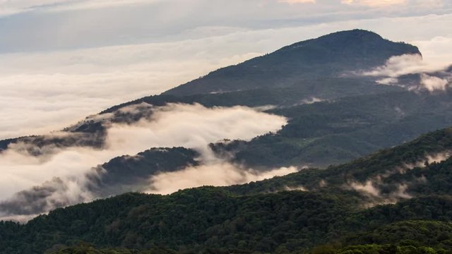 4k Time Lapse Fog Doi Intanon National Park VIew point, Chiang Mai Thailand