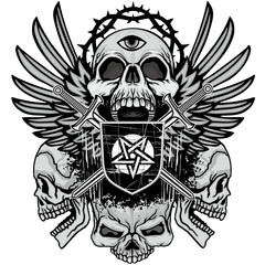 grunge skull coat of arms