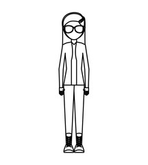 young woman avatar character vector illustration design