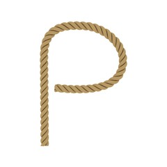 Letter P made from Rope Isolated on White 3D Illustration