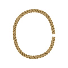 Letter O made from Rope Isolated on White 3D Illustration