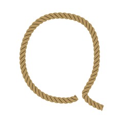Letter Q made from Rope Isolated on White 3D Illustration