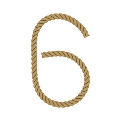 Number Six made from Rope Isolated on White 3D Illustration
