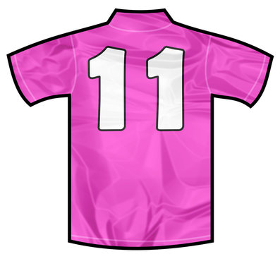 Number 11 eleven pink sport shirt as a soccer,hockey,basket,rugby, baseball, volley or football team t-shirt. For the goalkeeper or woman player