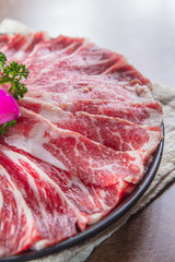 raw sliced beef belly
