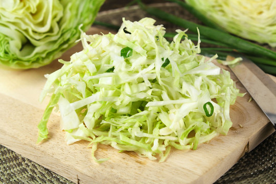 sliced and cut fresh green cabbage organic vegetable