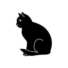 Black silhouette cat charm