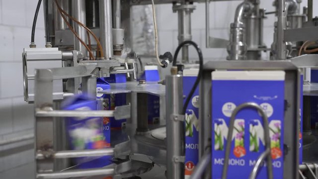 Milk boxing equipment at dairy plant