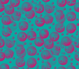 Abstract seamless background on blue divorced surface smooth convex and blue and pink balls and circles and dots