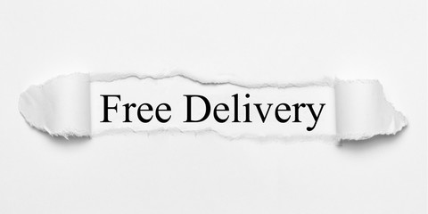 Free Delivery on white torn paper