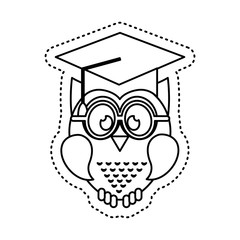 owl with graduation hat icon vector illustration design