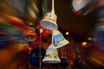 Christmas Decorations in a market. 