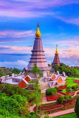 Naklejka premium Landmark pagoda in doi Inthanon national park at Chiang mai, Tha
