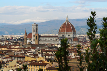 Fototapeta na wymiar Duomo Santa Maria Del Fiore in the morning from Piazzale Michelangelo in Florence, Tuscany, Italy