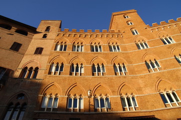Siena - Piazza del Campo and Palazzo Sansedoni, Tuscany, Italy.