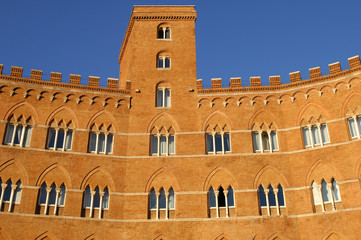 Siena - Piazza del Campo and Palazzo Sansedoni, Tuscany, Italy.