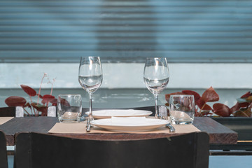 Catering restaurant service. set table
