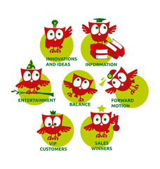 cute little owls icons with Academic Graduation Hat and ideas sy