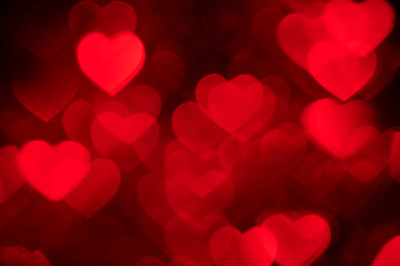 red heart bokeh background photo, abstract holiday backdrop