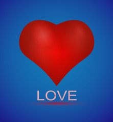 Realistic 3D Valentine heart vector illustration.  Sweetness blue color Background. Love design for St.Valentine's Day.