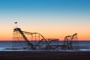 Star Jet Roller Coaster in the ocean after Hurricane Sandy sunrise