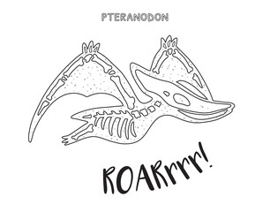 Black and white line art with dinosaur skeleton © penguin_house